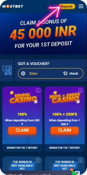 Mostbet deposit section